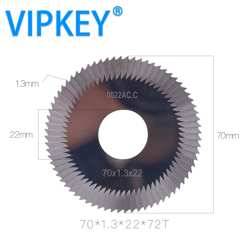 0022AC.C Carbide Key Cutting Machine Saw Blade 70*1.3*22*72T Side Milling Cutter used for 100D 100E1 100F 100F1 key machine