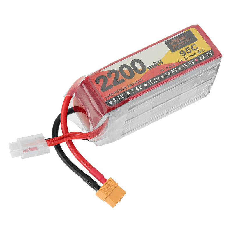 ZOP POWER 22.2V 2200mAh 95C 6S LiPo Battery XT60 Plug for RC Drone