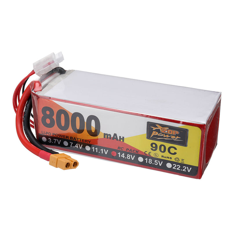 ZOP POWER 14.8V 8000mAh 90C 4S LiPo Battery XT60 Plug for RC Drone