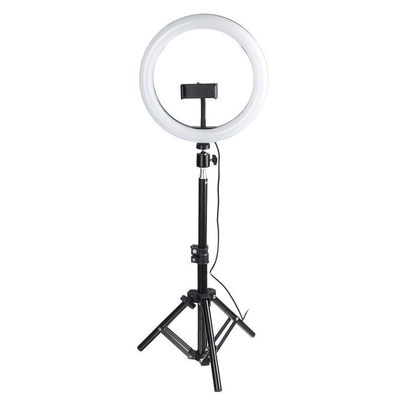 10 Inch Dimmable LED Ring Light Photo Selfie Fill Light with Tripod Adjustable Phone Holder Tripod Head for Makeup Live Broadcast Video Shooting