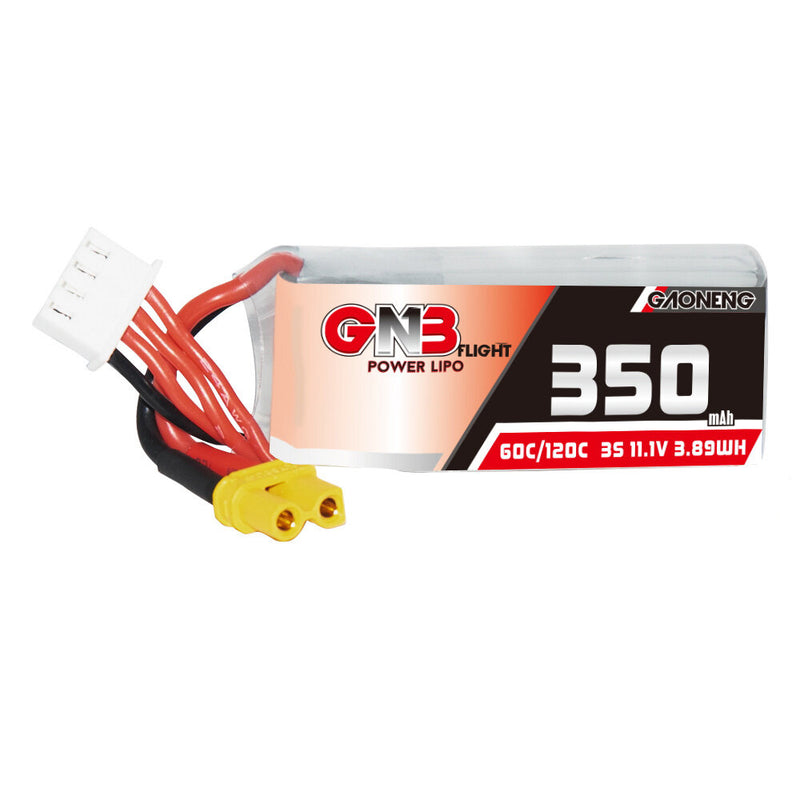 Gaoneng GNB3503S60A 11.1V 350mAh 60C 3S LiPo Battery XT30 Plug for 2.5 Inch Toothpick FPV Racing Drone RC Car Helicopter Aiplane