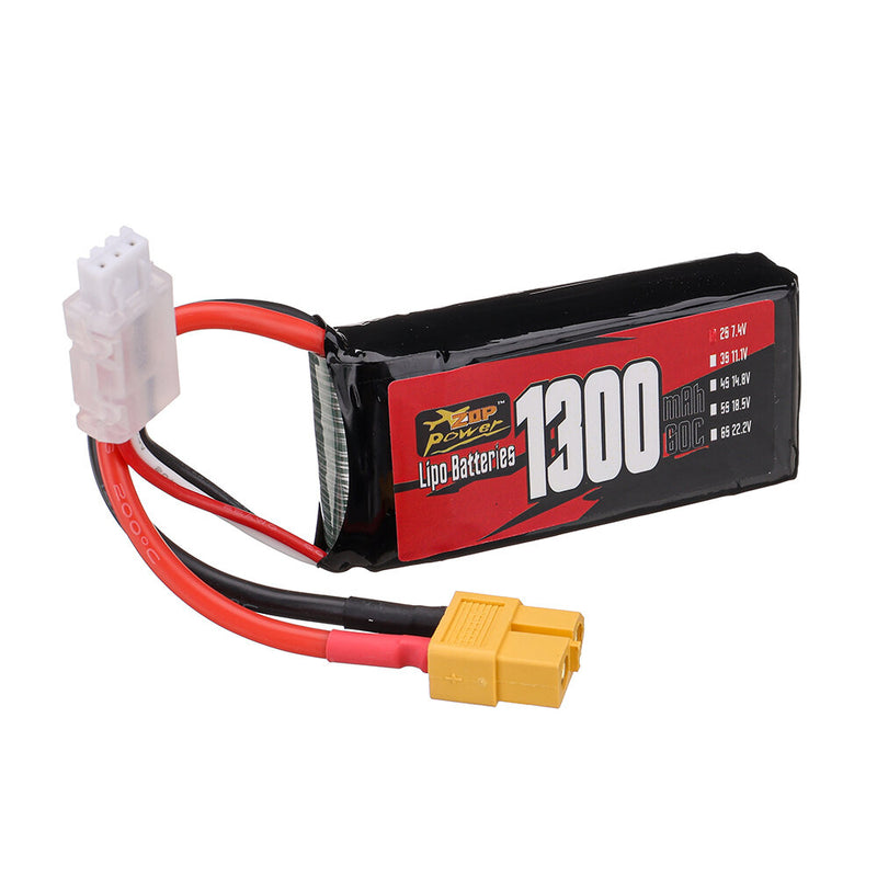 ZOP Power 2S 7.4V 1300mAh 60C LiPo Battery XT60 Plug for RC Drone