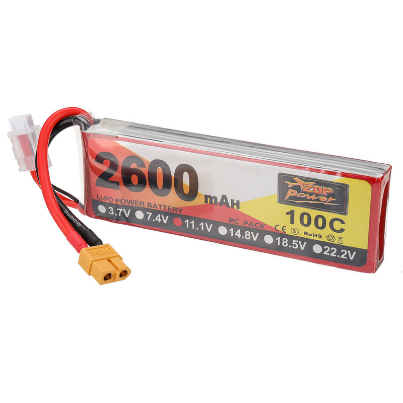 ZOP Power 11.1V 2600mAh 100C 3S LiPo Battery XT60 Plug for RC Drone