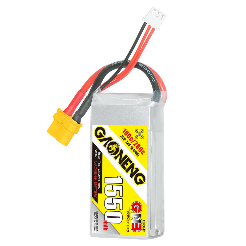 Gaoneng GNB 7.4V 1550mAh 100C 2S LiPo Battery XT60 Plug for RC Drone