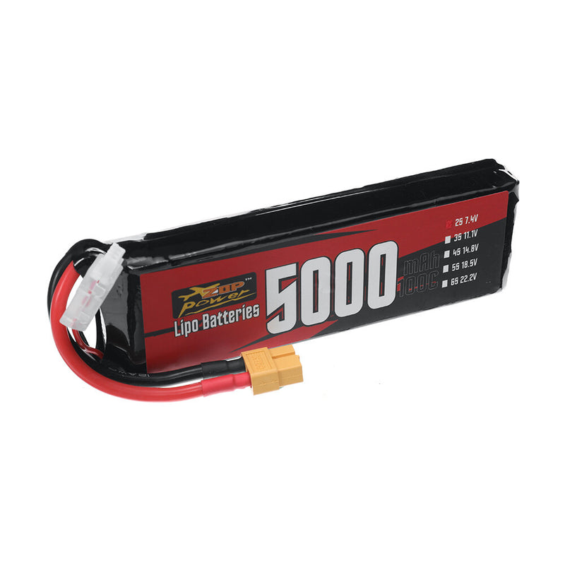 ZOP Power 2S 7.4V 5000mAh 100C 37Wh LiPo Battery XT60 Plug for RC Car Airplane Helicopter