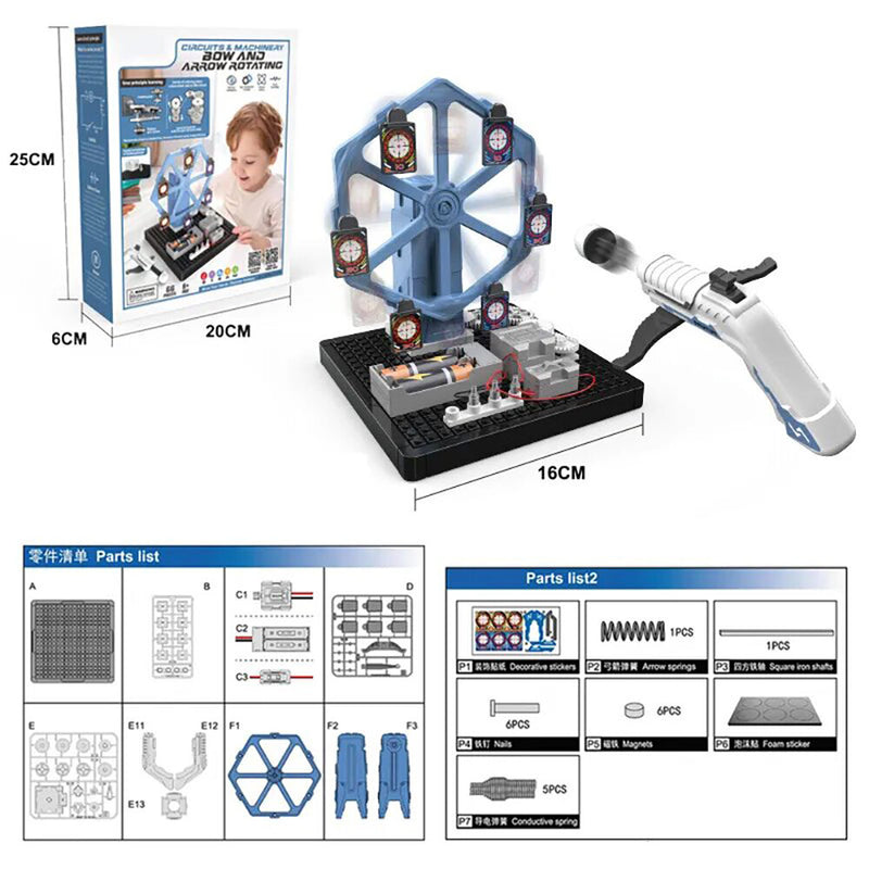 DL0103 66Pcs/Set DIY Assembly Electronic Mechanical STEM Toys Science Experiment Teaching Rotating Target Educational