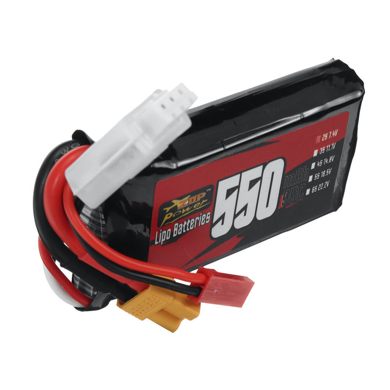 ZOP Power 2S 7.4V 550mAh 95C 4.07Wh LiPo Battery XT30 Plug for RC Drone FPV Racing Helicopter Airplane