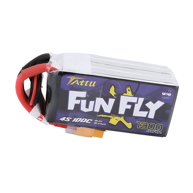 TATTU FUNFLY 4S 14.8V 1300mAh 100C 4S1P LiPo Battery XT60 Plug for Eachine Wizard X220S FPV Racer RC Drone