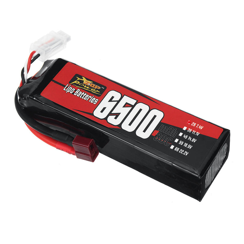 ZOP Power 2S 7.4V 6500mAh 30C 48.1Wh LiPo Battery T Plug for RC Car