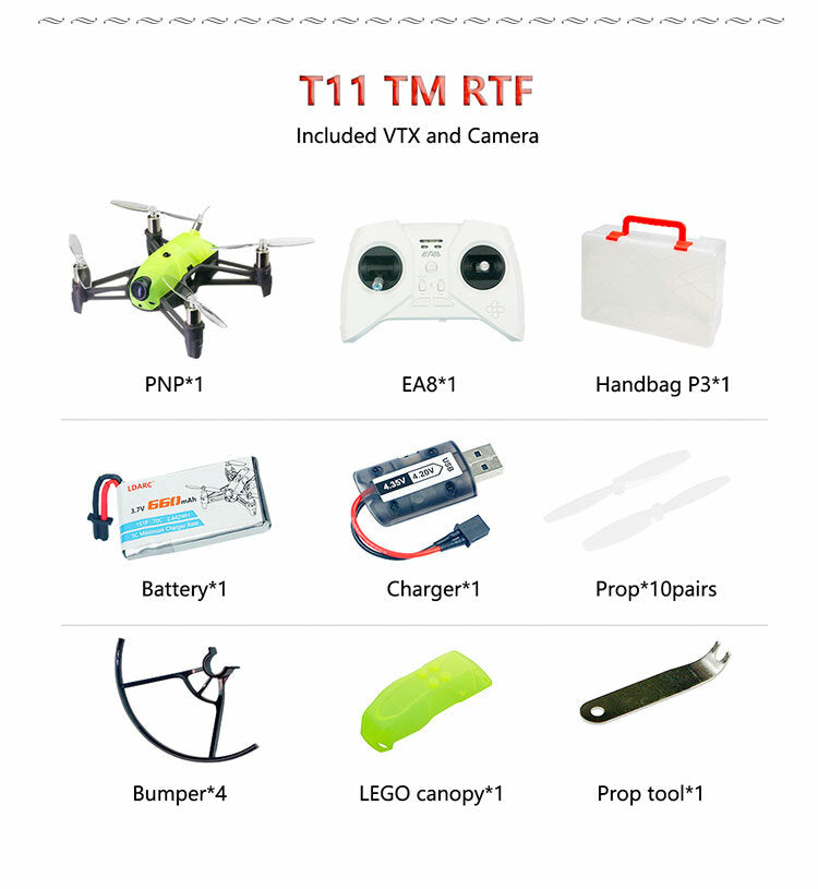 LDARC T11 1S Brushed 2 inch Altitude Headless Mode Visible Flight FPV RC Racing Drone Quadcopter RTF