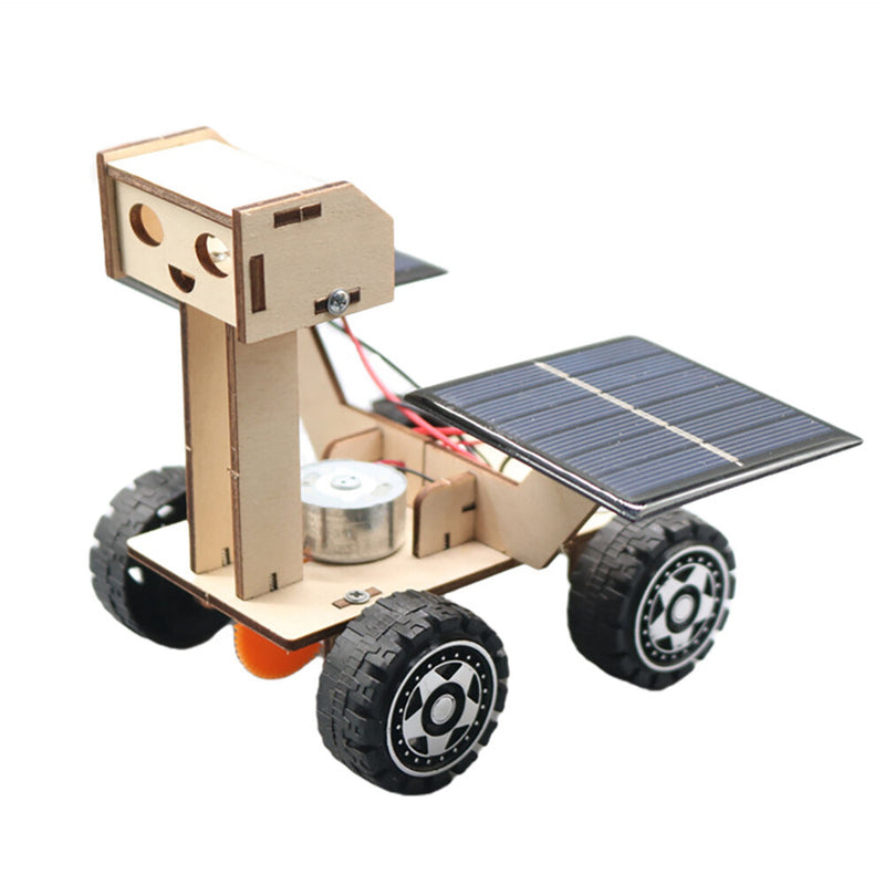 DIY Solar Lunar Rover Car Educational Toy Wooden Kit Solar-Energy Powered Kids Students Children Science