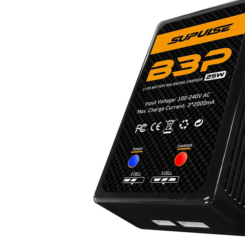 SUPULSE B3P AC 100-240V 2000mA 25W Lipo Battery Balance Charger for 2S 7.4V 3S 11.1V Lipo Battery