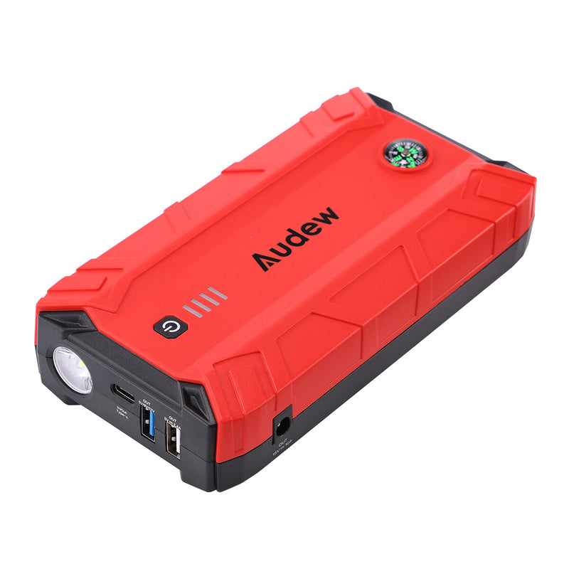 AUDEW 1500A 18000mAh Portable Car Jump Starter Battery Charger Emergency Booster Powerbank with LED Flashlight Compass QC 3.0