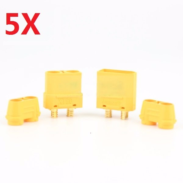 5 Pair Amass XT90+ Plug Connector Male & Female With Sheath for RC Drone Airplane Car Battery Cable