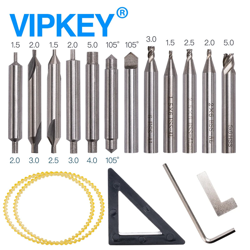 17 pieces/lot Full Set End Milling Cutter Drill Bit Knife For Vertical Key Copy Duplicating Machine As Key Cutting MachineParts