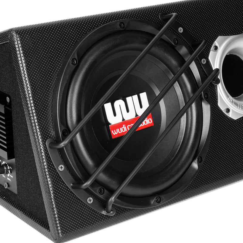 W10 Car Active Audio Stereo Subwoofer Powered Amplifier Enclosure Speaker With Wire 1100W 12V