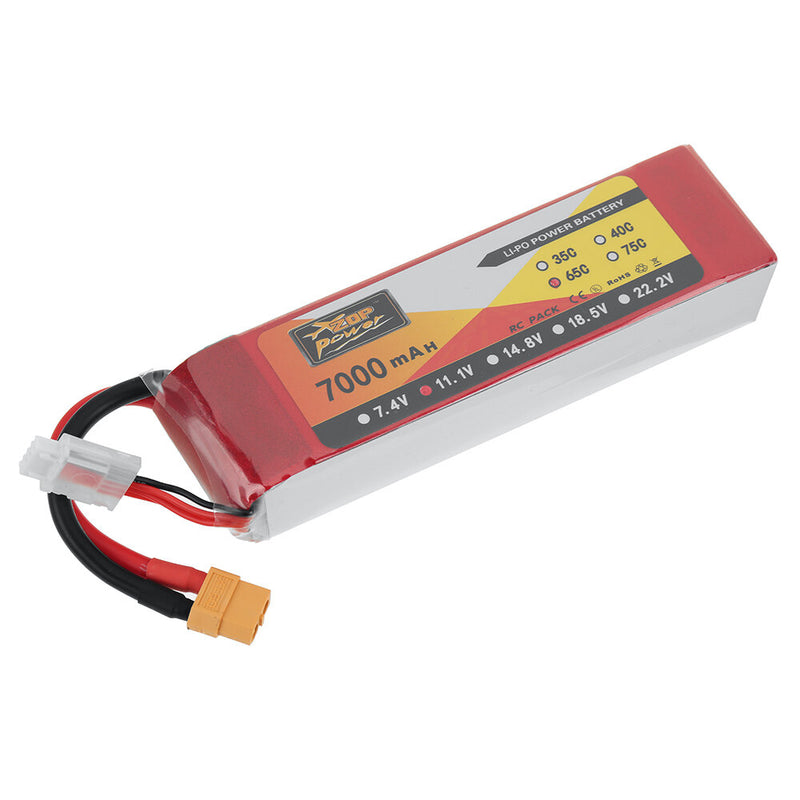 ZOP POWER 11.1V 7000mAh 65C 3S LiPo Battery T Deans Plug with XT60 Adapter Plug for RC Drone