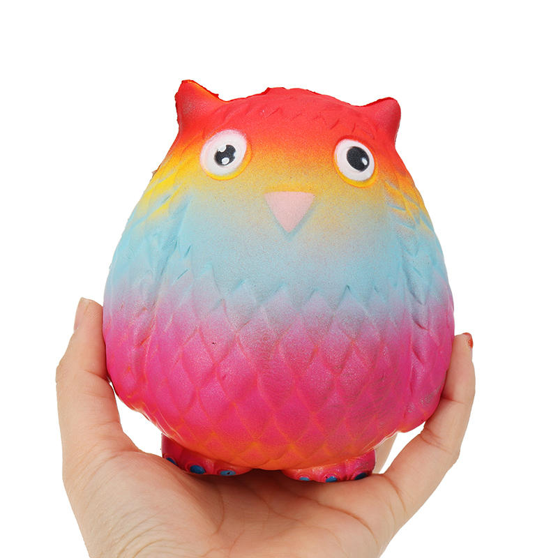Jumbo Squishy Rainbow Owl 12cm Soft Slow Rising Toy With Original Packing