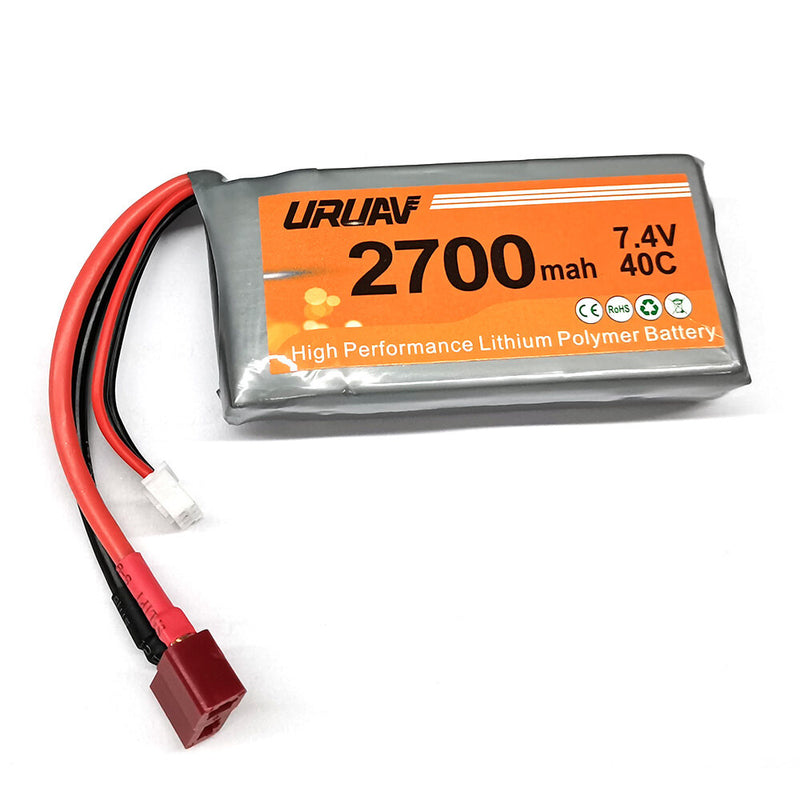 URUAV 7.4V 2700MAH 40C Lipo Battery T Plug For Wltoys 12427 12428 12423 Feiyue FY03 FY01 FY02 FY08 RC Car Parts