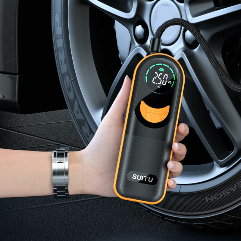 SUITU 4000mAh Wireless Car Tire Inflator with Digital Display & LED Light Graphene Battery for Car Motorcycle Balls