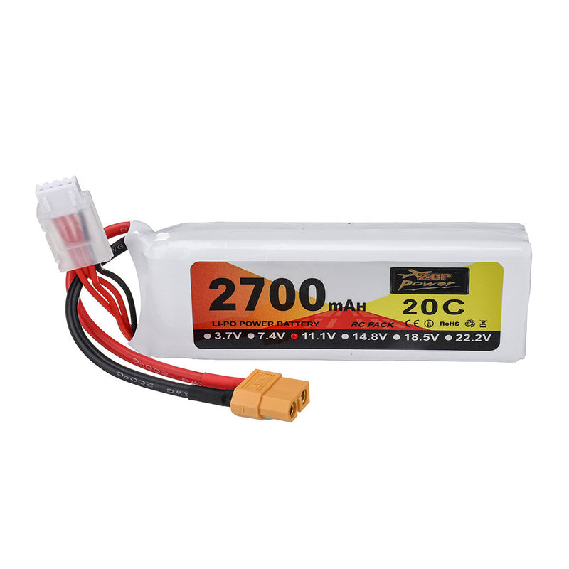 ZOP POWER 11.1V 2700mAh 30C 3S LiPo Battery XT60 Plug for RC Drone