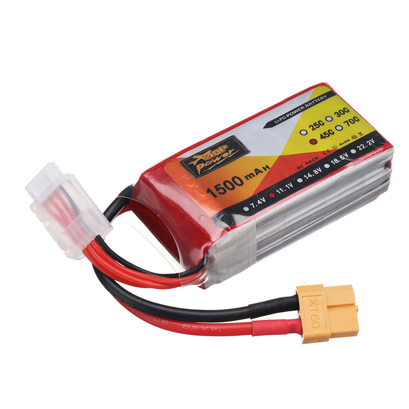 ZOP POWER 11.1V 1500mAh 45C 3S LiPo Battery XT60 Plug for RC Drone