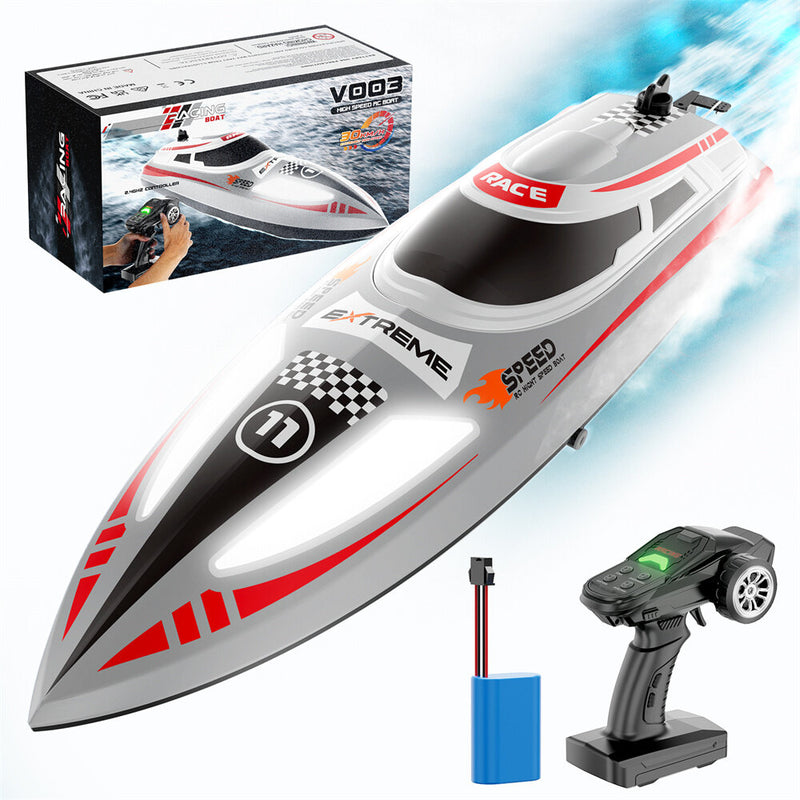 Flytec V003 RTR 2.4G 30km/h RC Boat High Speed Competitive Racing LED Lights Waterproof Auto Capsize Reset Self-Righting 3 Speed Ultra Long Using Time Water Cooling System Vehicles Models Toys