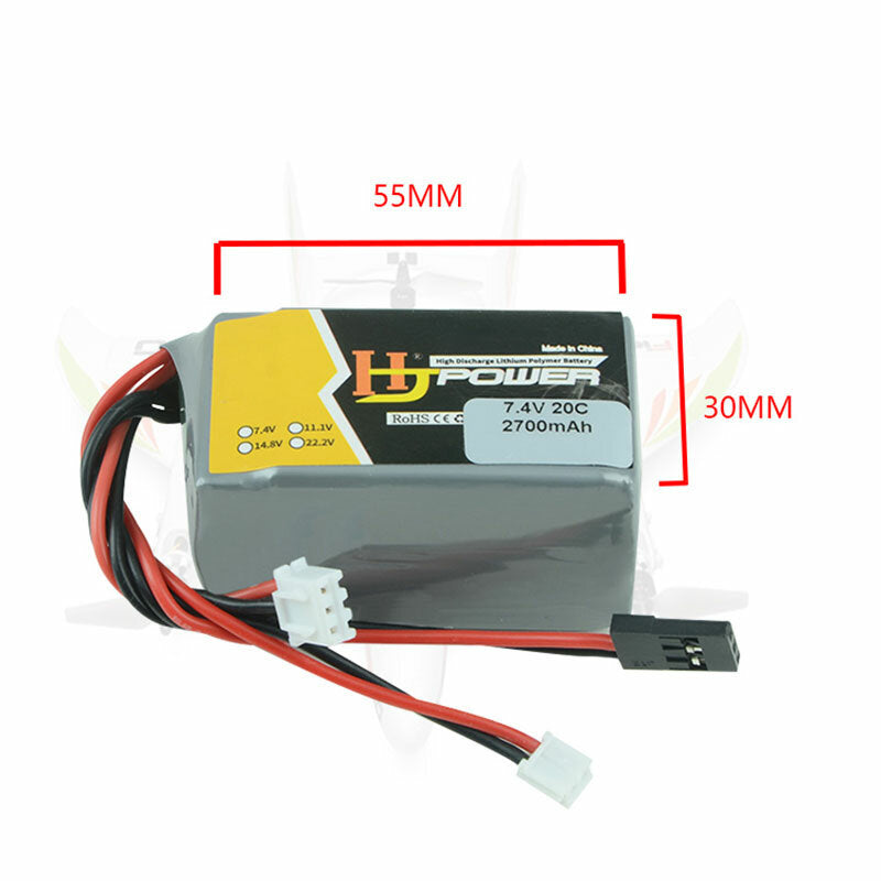 HJ Power 7.4V 2700mAh 20C 2S LiPo Battery JR Plug for LRP VTEC Receiver