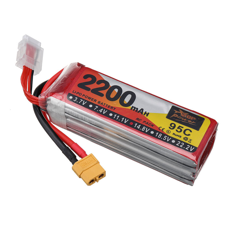 ZOP Power 14.8V 2200mAh 95C 4S LiPo Battery XT60 Plug for RC Drone
