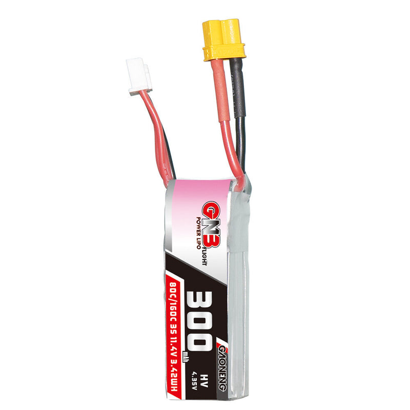 Gaoneng GNB 11.4V 300mAh 80C 3S HV LiPo Battery XT30 Plug for RC Drone