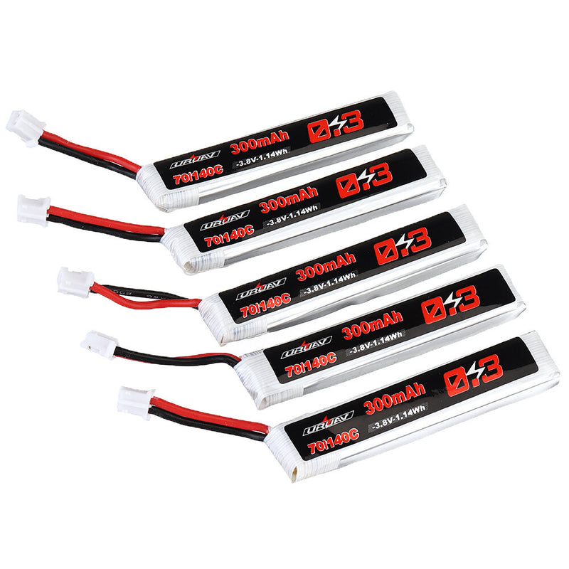 5Pcs URUAV 3.8V 300mAh 70C/140C 1S Lipo Battery PH2.0 Plug for Eachine TRASHCAN Snapper6 7 Mobula7