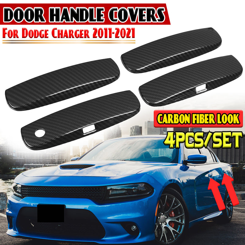 For Dodge Charger 2011-2021 Carbon Fiber Look Door Handle Covers Overlays 4pcs/set