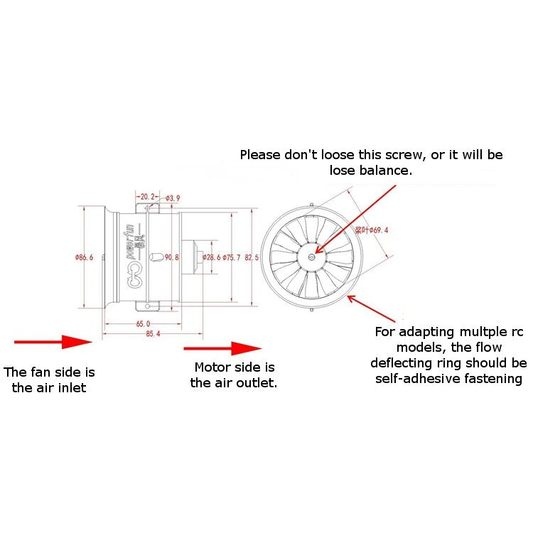 Powerfun EDF 70mm Ducted Fan 4S 3400KV Brushless Motor 12 Blades Propeller for RC Airplane Plane