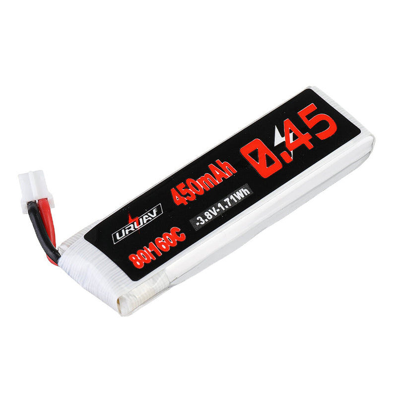 5Pcs URUAV 3.8V 450mAh 80C/160C 1S Lipo Battery PH2.0 Plug for Happymodel Crux3 EMAX EZ Tinyhawk II 75mm Tiny7 Happymodel Snapper7