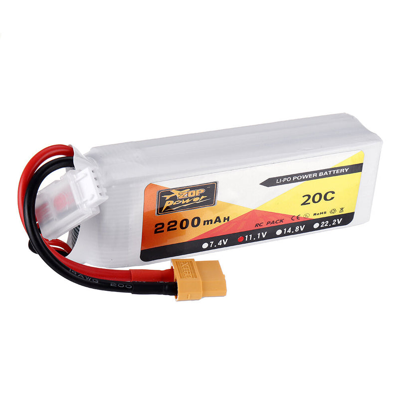 ZOP Power 11.1V 2200mAh 3S 20C Lipo Battery XT60 Plug for Eachine Wizard X220 FPV Racing RC Drone