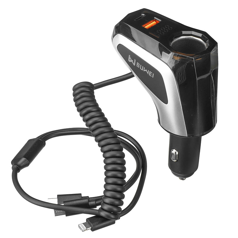 Car Charger with Type-C PD65W & 100W Super Fast Charge USB & 3-in-1 Charging 289W Max Power 12V-24V Universal