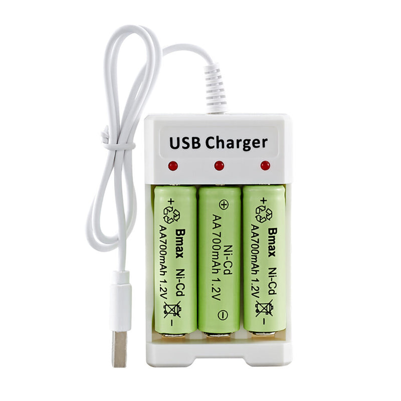 3-slot AA / AAA USB Battery Charger DC 5V-12V Input 1.2V 250mAh 1X3 Output