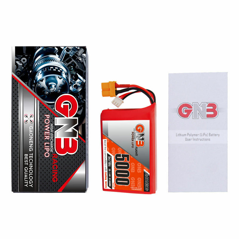 Gaoneng 7.4V 5000mAh 5C 2S LiPo Battery XT60 Plug for Radiomaster TX16S Transmitter