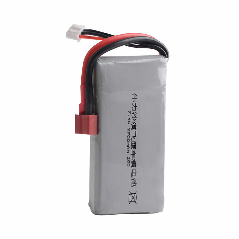 2700mAh 2S 7.4V 20C Lipo Battery T Plug for WLtoys 12428 12429 High Speed Off-Road RC Car