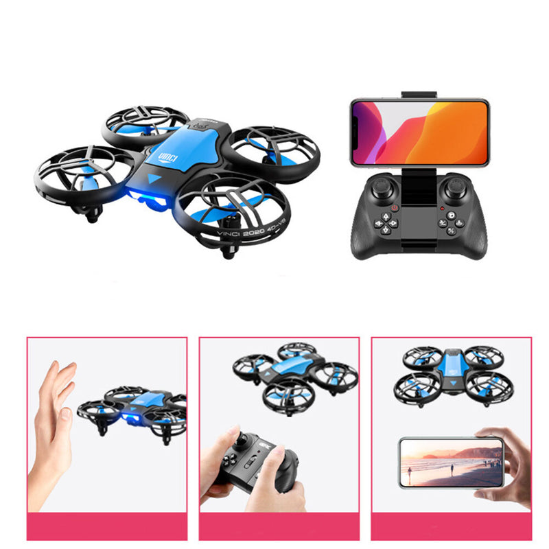 4DRC V8 Mini WiFi FPV with HD Camera Gesture Control Stunt Tumbling Colorful LED Lights Grid Full Protection Child Gift RC Toys Drone Quadcopter RTF