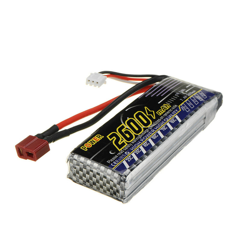 Power Upgraded 7.4V 2600mAh 25C 2S Lipo Battery for Wltoys 144001 144010 124016 124017 124018 124019 1/12 1/14 RC Car Vehicles Parts