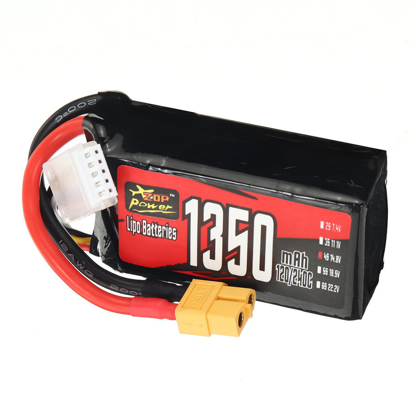 ZOP Power 14.8V 1350mAh 120/240C 4S 19.98Wh LiPo Battery XT60 Plug for RC Drone Helicopter Quadcopter Airplane