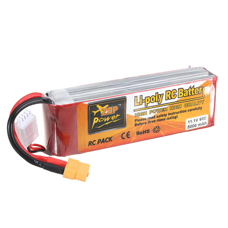 ZOP Power 11.1V 5000mAh 60C 3S Lipo Battery XT60 Plug for RC Quadcopter Car