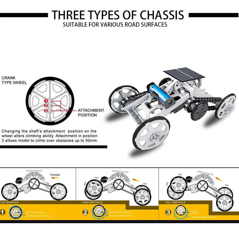 STEM Toy 4WD Car DIY Climbing Vehicle Motor Car Educational Solar Powered Car Engineering Car for Kids&Teens, Science Building Toys, Gifts Toys for 6-12 Year Old Boys Girls