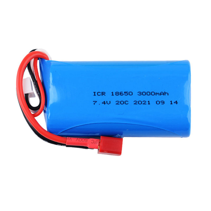 18650 7.4V 3000MAH 20C LiPo Battery T Plug for WLtoys 144001 RC Car