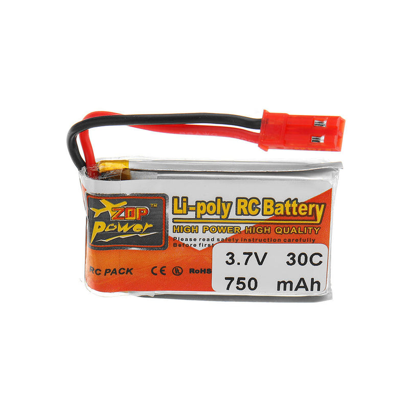 6Pcs ZOP POWER 3.7V 750mAH 30C 1S Lipo Battery JST Plug With Charger For RC Model