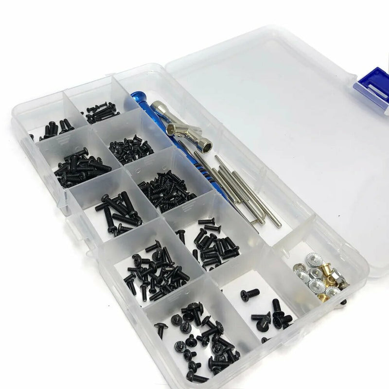 300pcs M2 M2.5 M3 Screw Fastener Kit Cross Sleeve Hex Wrench Swing Arm Pin Screws for Wltoys 144001 144010 124016 124017 124019 RC Car Parts