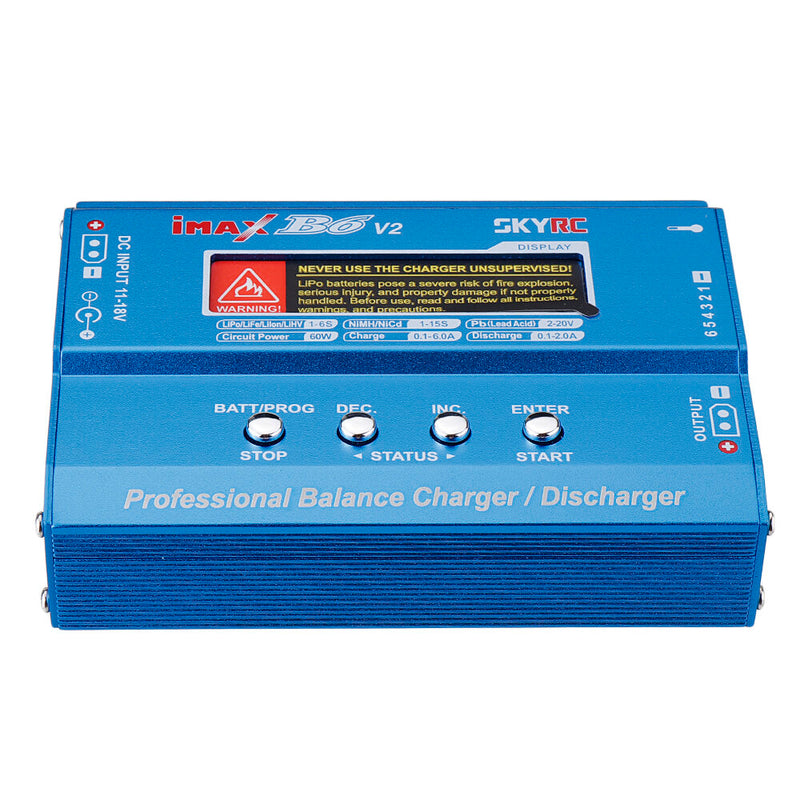 SKYRC iMAX B6 V2 60W 6A DC 2.5mm/XT60 Dual Input Battery Balance Charger Discharger with XT60 Output for Lipo/Li-ion/LiHV/LiFe/NiMh Battery