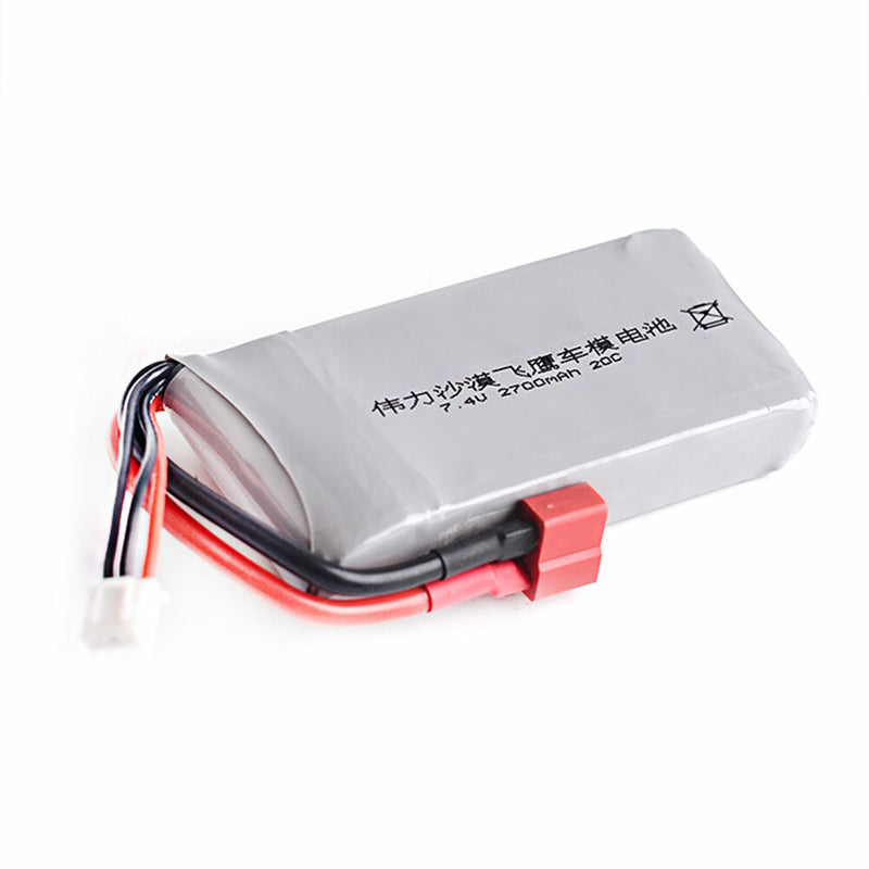 2700mAh 2S 7.4V 20C Lipo Battery T Plug for WLtoys 12428 12429 High Speed Off-Road RC Car