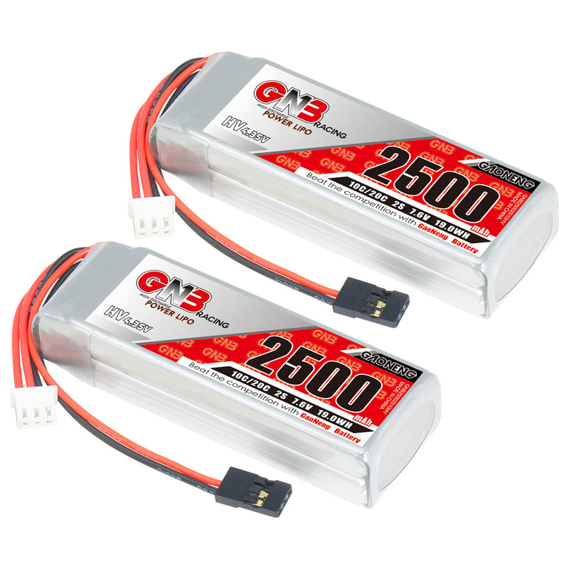 Gaoneng 7.6V 2500mAh 10C 2S LiHV Battery JR Plug for 1/10 1/8 RC Car